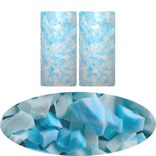 BBGDIPG Sitzsack-Füllung, bequeme und weiche Füllung aus geschreddertem Memory-Schaum mit Gel, blaue und weiße Sitzsackfüllung für verschiedene Kissen/Boxsack/Sofakissen/Sitzsack/Hundebett von BBGDIPG
