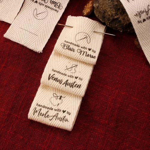 BBGDP 20 X 60 Mm Benutzerdefinierte Etiketten Aus Baumwollband for Kleidung, Personalisiertes Nähen Aus Baumwolle for Handgefertigte Artikel, Personalisiert Mit Ihrem Text Oder Logo(A,100Pcs) von BBGDP