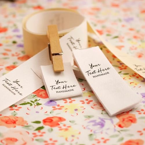 BBGDP 20 X 60 Mm Benutzerdefinierte Etiketten Aus Baumwollband for Kleidung, Personalisiertes Nähen Aus Baumwolle for Handgefertigte Artikel, Personalisiert Mit Ihrem Text Oder Logo(F,50Pcs) von BBGDP