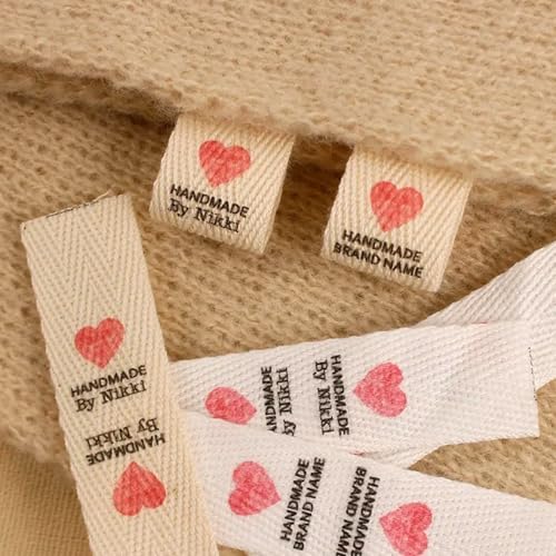 BBGDP 20 X 60 Mm Benutzerdefinierte Etiketten Aus Baumwollband for Kleidung, Personalisiertes Nähen Aus Baumwolle for Handgefertigte Artikel, Personalisiert Mit Ihrem Text Oder Logo(G,20Pcs) von BBGDP