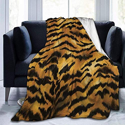 BBHAN Kuscheldecke Decke,Animal Print Tiger Schwarz Gold Gemütliches, Ultraweiches Flanell Warme, Leichte Schlafsofa-Decke Für Erwachsene Und Kinder Für Die Ganze Saison 80"X60" von BBHAN