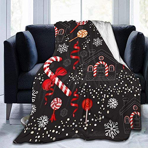 BBHAN Kuscheldecke Decke,Christmas Candy Cane Mit Rotem Schleifenlutscher Bedruckt Leichter Superweicher Flanell Warme Fleecedecke Throw Fit Couch Bett Sofa Stuhl Kinder/Erwachsene 60 "X50 von BBHAN