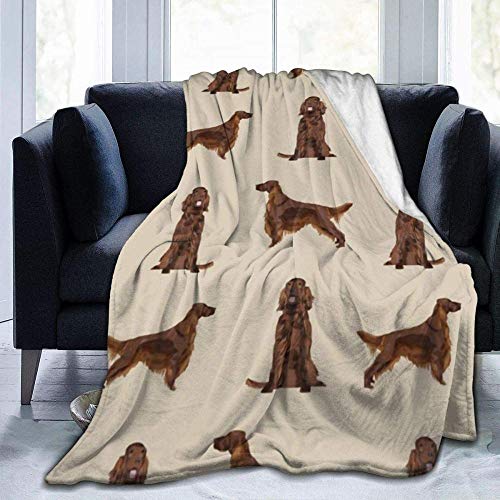 BBHAN Kuscheldecke Decke Irish Setter Hunderasse Haustier Muster Geschenke für Irish Setter, Bequeme Ultra-weiche Flanell warme leichte Schlafsofa Decke, für Erwachsene und Kinder 60 "X50 von BBHAN