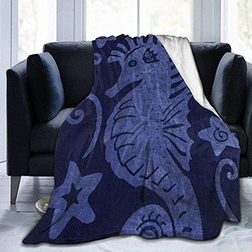 Kuscheldecke Decke Blaues Seepferdchen, Bequeme ultraweiche Flanell-warme, leichte Schlafsofa-Decke für Erwachsene und Kinder 60"x 50" von BBHAN