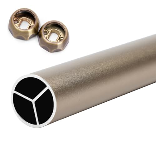 BBHW Kleiderstange Schrank Runde Kleiderstange im Mattierten Design, Abnehmbare Garderobenstange, Robuster Kleiderständer aus Rohr mit Halterung (Color : Champagne, Size : 60cm(23 5/8") Length) von BBHW
