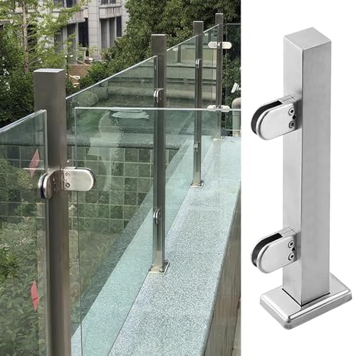 Geländerpfosten Plattformglasgeländerpfostensystem, Quadratische Balusterzaun-Trennsäule mit Befestigungsschrauben, Stützstange aus Silbernen Glasplatten für Treppen ( Color : Brushed-End Post , Size von BBHW