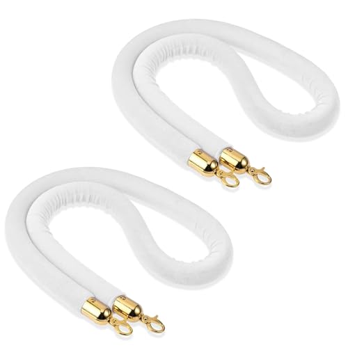 Personenleitsystem Absperrkordel 2 Stück Weißes Samtseil/geflochtenes Hanfseil, Samtseil zum Aufhängen für Kinos, Eröffnungen, Hochzeiten, Rungenseile zur Massenkontrolle ( Color : Velvet-Gold Hook , von BBHW