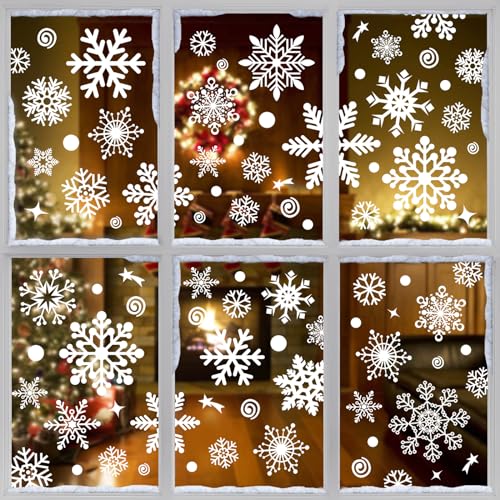 BBLIKE 230 Pcs Fensterbilder Weihnachten, Fensterbilder Weihnachten Selbstklebend, Weihnachtsfensterbilder mit schneeflocken, Weihnachtsbilder Fenster für Glastüren, Tür, Window, Weihnachten, Advent von BBLIKE