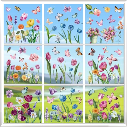 BBLIKE Fensterbilder Frühling 9 Blätter Fenstersticker Frühling Ostern Selbstklebend Tulpen Schmetterlinge Fensteraufkleber Wiederverwendbare für Fensterdeko Kinderzimmer Party Zubehör BBLIKE Fensterbilder Frühling 9 Blätter Fenstersticker Frühling Ostern Selbstklebend Tulpen Schmetterlinge Fensteraufkleber Wiederverwendbare für Fensterdeko Kinderzimmer Party Zubehör von BBLIKE
