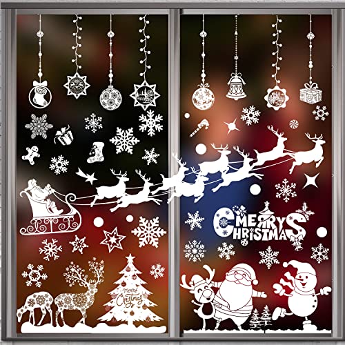 BBLIKE Fensterbilder Weihnachten 8 Blätter Fensteraufkleber Fenstersticker Fensterdeko Schneeflocken Fensterbilder für Türen,Schaufenster, Vitrinen, Glasfronten (B) von BBLIKE