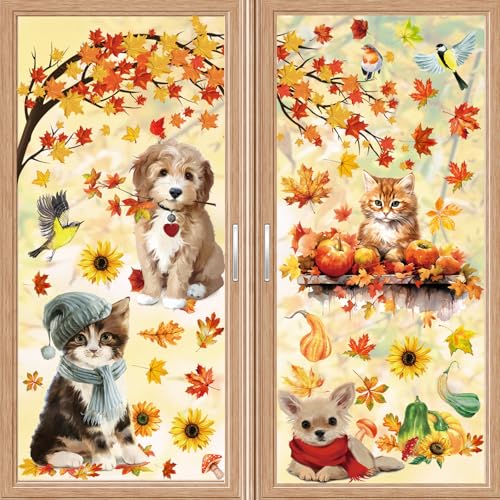 BBLIKE Herbstdeko Herbst Fensterbilder - 9PCS Kätzchen Welpe Erntedankfest Fensterufkleber Fensterbilder Selbstklebend Thanksgiving Herbstdekorationen Ahornblätter Fenster Sticker für Kinderzimmer BBLIKE Herbstdeko Herbst Fensterbilder - 9PCS Kätzchen Welpe Erntedankfest Fensterufkleber Fensterbilder Selbstklebend Thanksgiving Herbstdekorationen Ahornblätter Fenster Sticker für Kinderzimmer von BBLIKE