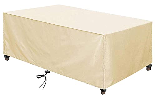 BBMMCLL Gartenmöbel Abdeckung,180x90x75cm(70.9x35.4x29.5in) ​Wasserdicht atmungsaktiv und UV-stabilisiert Winddicht Winterfest Staubdicht 420D Oxford Stoff Schutzhülle Gartentischabdeckung Beige von BBMMCLL