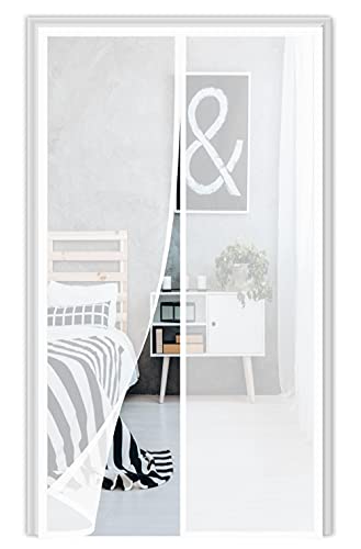 Magnet Fliegengitter Tür，150x210cm (59.05x82.67in) Balkontür Fliegengitter Tür ，Magnetisch Automatisches Schließen，für Balkontür Wohnzimmer Terrassentür ，Einfache Installation，Weiß von BBMMCLL