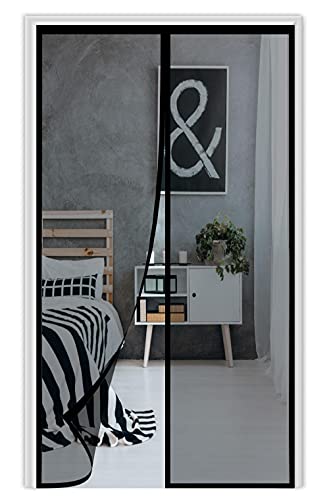 Magnet Fliegengitter Tür，160x260cm (62.99x102.36in) Balkontür Fliegengitter Tür ，Magnetisch Automatisches Schließen，für Balkontür Wohnzimmer Terrassentür ，Einfache Installation，Schwarz von BBMMCLL