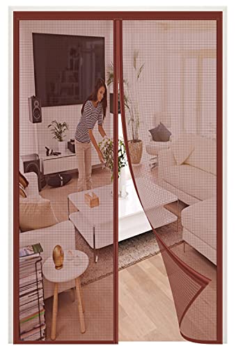 Magnet Fliegengitter Tür，95x215cm (37.4x84.64in) Insektenschutz Balkontür，Magnetisch Automatisches Schließen，Halten Sie Fehler Fern，Kinderleichte Klebemontage Ohne Bohren-Braun von BBMMCLL