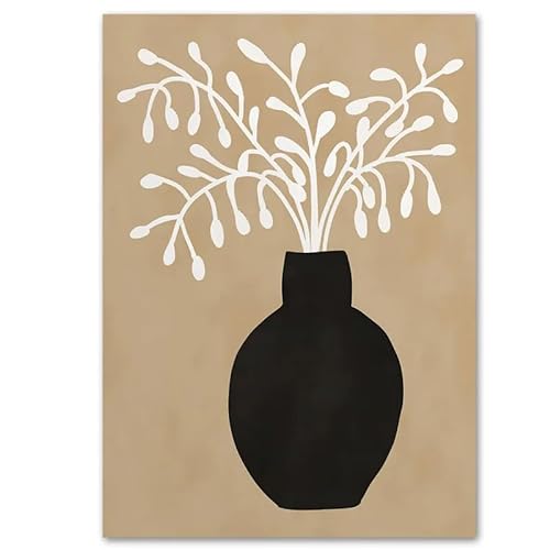BBNIFKL Vase Poster und Drucke Weiße Pflanze Linie Wandkunst Retro Leinwand Malerei für Wohnzimmer Interieur Dekor Bilder 40x60cmx1 Kein Rahmen von BBNIFKL