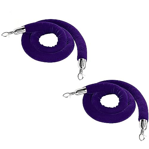 BBOSCH 2 STK Absperrseil Samt-Hängeseile 1,5 m Langes Absperrseil zur Massenkontrolle mit Polierten Goldhaken für Kinos, Hotels(Size:150cm/5ft,Color:Lila) von BBOSCH