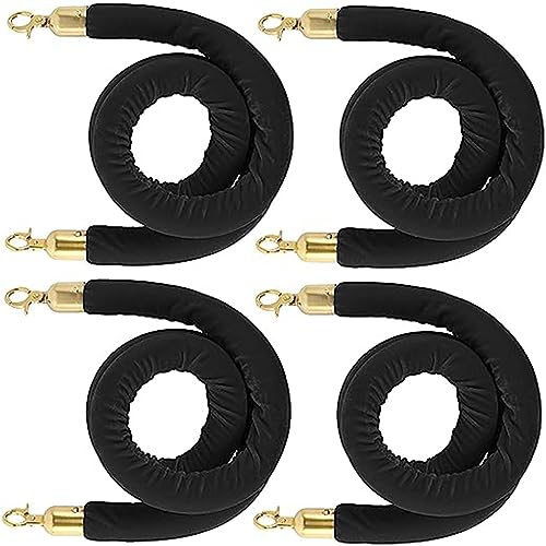 BBOSCH 4 Stück Samt-Hängeseile Absperrseil Personenleitsystem Absperrung Kordel Absperrband Sicherheitsbarriere VIP-Seil für Kinos, Restaurants, Hotels, Party-Events(Color:Schwarz) von BBOSCH