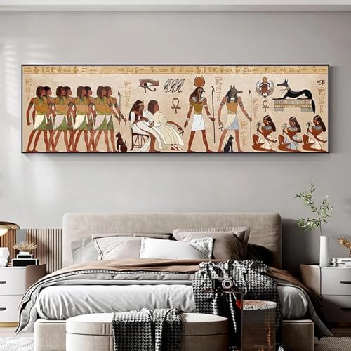 Abstraktes altes Ägypten, Kunst-Leinwandgemälde, Poster und Drucke, Gemälde, Wandkunst, Bild für Wohnzimmer, Heimdekoration, 20 x 60 cm (8 x 24 Zoll), ohne Rahmen von BBOVOBB