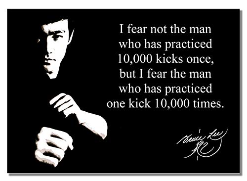 Inspirierendes Poster Bruce Lee Kopie des Autogramms #1, A3, ungerahmt, Schwarz und Weiß Zitat von BBPosters