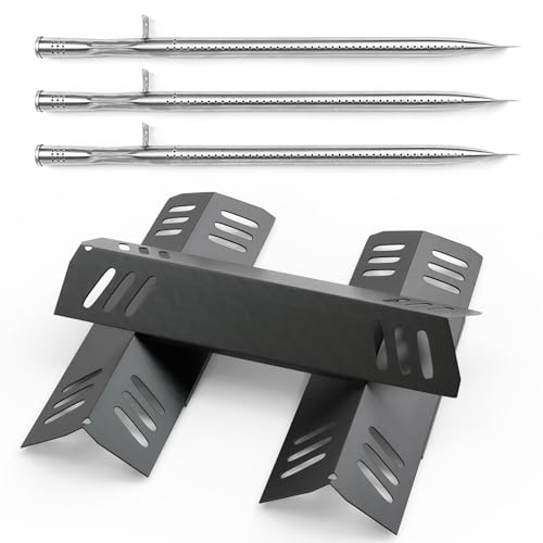 BBQ-PLUS Grill-Ersatzteile für Pit Boss Memphis Ultimate 4-in-1-Kombi-Grills, 3er-Pack Porzellan-Emaille-Heizplatte und 3er-Pack Edelstahl-Grill-Stoßstangen-Rohre-Set von BBQ-PLUS
