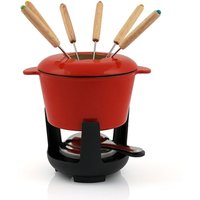 Bbq-toro - 13-teiliges Gusseisen Fondue Set für 6 Personen 1 l emailliert rot von BBQ-TORO