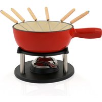 Bbq-toro - 9-teiliges Gusseisen Fondue Set für 6 Personen 2 l emailliert, rot von BBQ-TORO