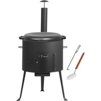 Gusseisen Kazan 19 l mit Kazan Ofen ø 44 cm, Gusstopf mit Deckel, Gulaschkessel, Feuertopf - Bbq-toro von BBQ-TORO