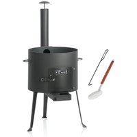 Kazan Ofen ø 39,5 cm, Gulaschkessel mit Schaumlöffel, Schürhaken, Outdoor Ofen mit Rohr - Bbq-toro von BBQ-TORO