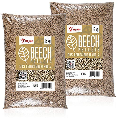 BBQ-Toro Beech Pellets aus 100% Buchenholz (30 kg) | Buchenpellets für Grill, Smoker, Pellet-Pizzaofen und Heizungsanlagen | Grillpellets von BBQ-Toro