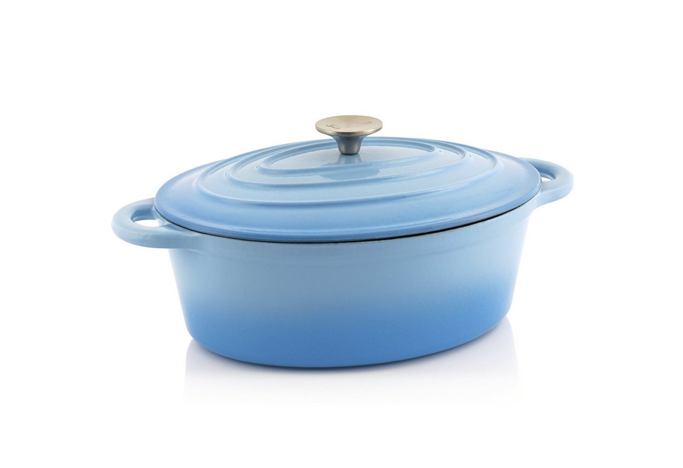 BBQ-Toro Bräter Gusseisen Cocotte, 4,3 l, blau, oval, Emaillierter Gusseisen Bräter, Gusseisen von BBQ-Toro