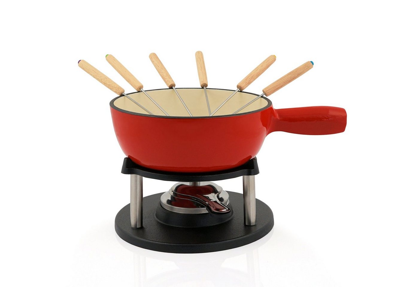 BBQ-Toro Fonduetopf 9-teiliges Gusseisen Fondue Set für 6 Personen, 2 L, emailliert, Gusseisen (Set, 9-tlg) von BBQ-Toro