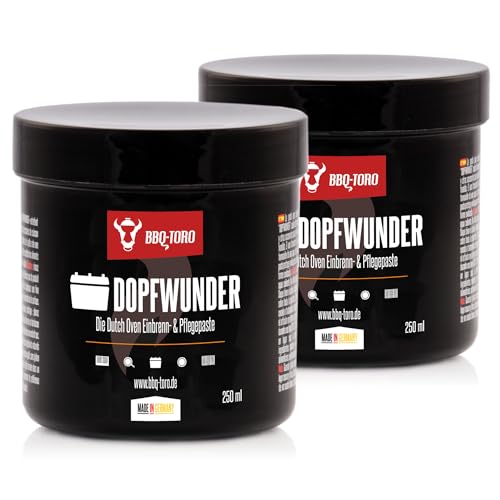 BBQ-Toro DOPFWUNDER - Die Dutch Oven Einbrenn- & Pflegepaste I 250 ml I Paste für Pflege von Gusseisen Grillzubehör I Einbrennpaste auch für Grillrost, Grillplatte, Grillpfanne und mehr von BBQ-Toro