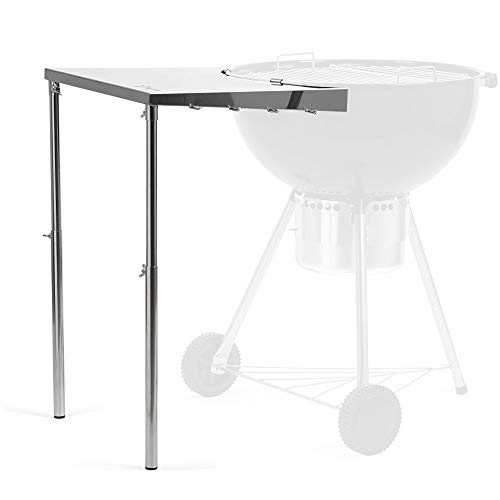 BBQ-Toro Edelstahl Beistelltisch für Ø 57 cm Kugelgrill | 55 x 51 x 47-74 cm | höhenverstellbarer Kugelgrill Seitentisch mit 4 Haken für Grillbesteck von BBQ-Toro