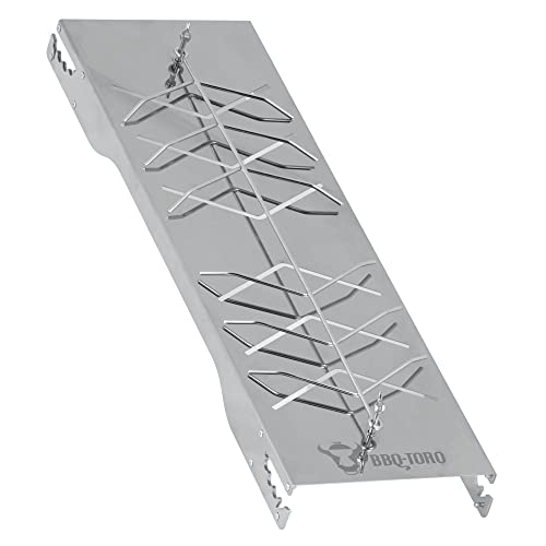 BBQ-Toro Edelstahl Flammlachsbrett für Fisch und Lachsfilets | Lachsbrett zum Räuchern oder Grillen | Flammbrett mit verstellbarer Neigung | Räucherbrett für Grill, Kugelgrill und Feuerschale (1) von BBQ-Toro