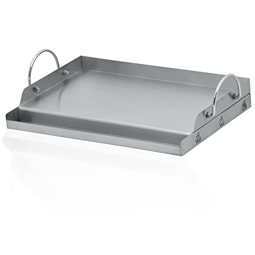 BBQ-Toro Edelstahl Grillplatte | 49,5 x 32 cm | BBQ Plancha passend für Weber Grill | rechteckig, universal | Grillblech für Holzkohle und Gas von BBQ-Toro