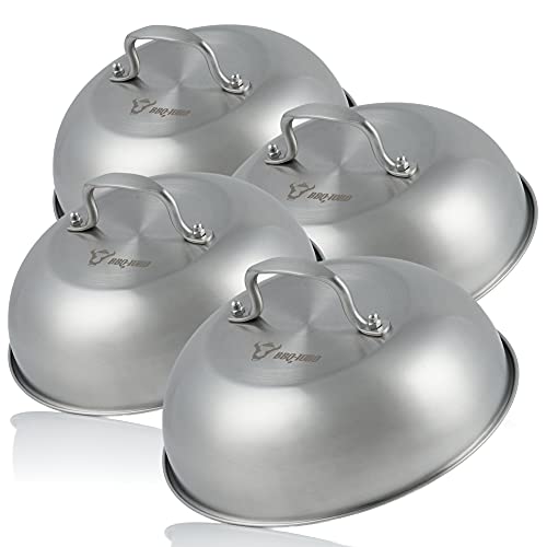 BBQ-Toro Edelstahl Wärmeglocke (4 Stück) | Ø 23 cm | Servierglocke, Glosche, Burgerglocke Edelstahl, Speiseglocke, Melting Dome, Grill Glocke, Burger Glocke, Schmelzglocke Grill von BBQ-Toro