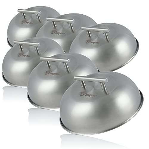 BBQ-Toro Edelstahl Wärmeglocke (6 Stück) | Ø 23 cm | Glosche, Servierglocke, Burgerglocke Edelstahl, Speiseglocke, Melting Dome, Grill Glocke, Burger Glocke, Schmelzglocke Grill von BBQ-Toro