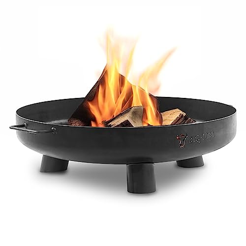 BBQ-Toro Feuerschale Ø 70 cm | Schwarz | Outdoor Feuerstelle mit DREI Standbeinen und Zwei Griffen | Feuerschalen für den Garten, Brennschale, Garden Fire Pit, Fire Bowl, Feuerwanne von BBQ-Toro