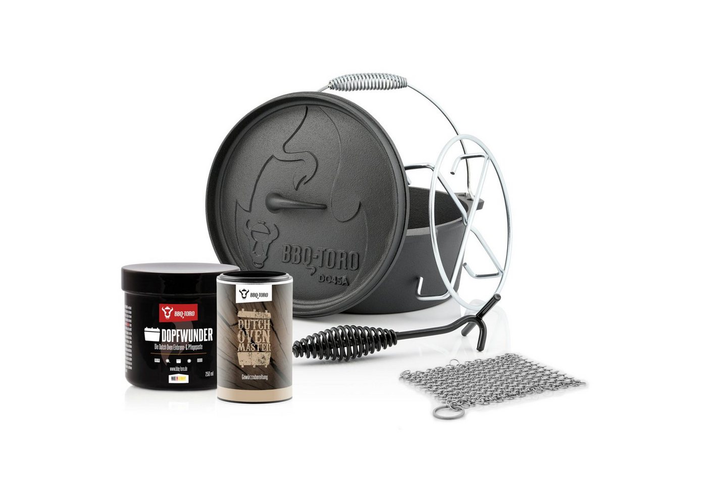 BBQ-Toro Grilltopf 6-teiliges Dutch Oven Starter Set mit Dutch Oven Master, Gusseisen (Set, 6-teiliges Dutch Oven Starter Set) von BBQ-Toro