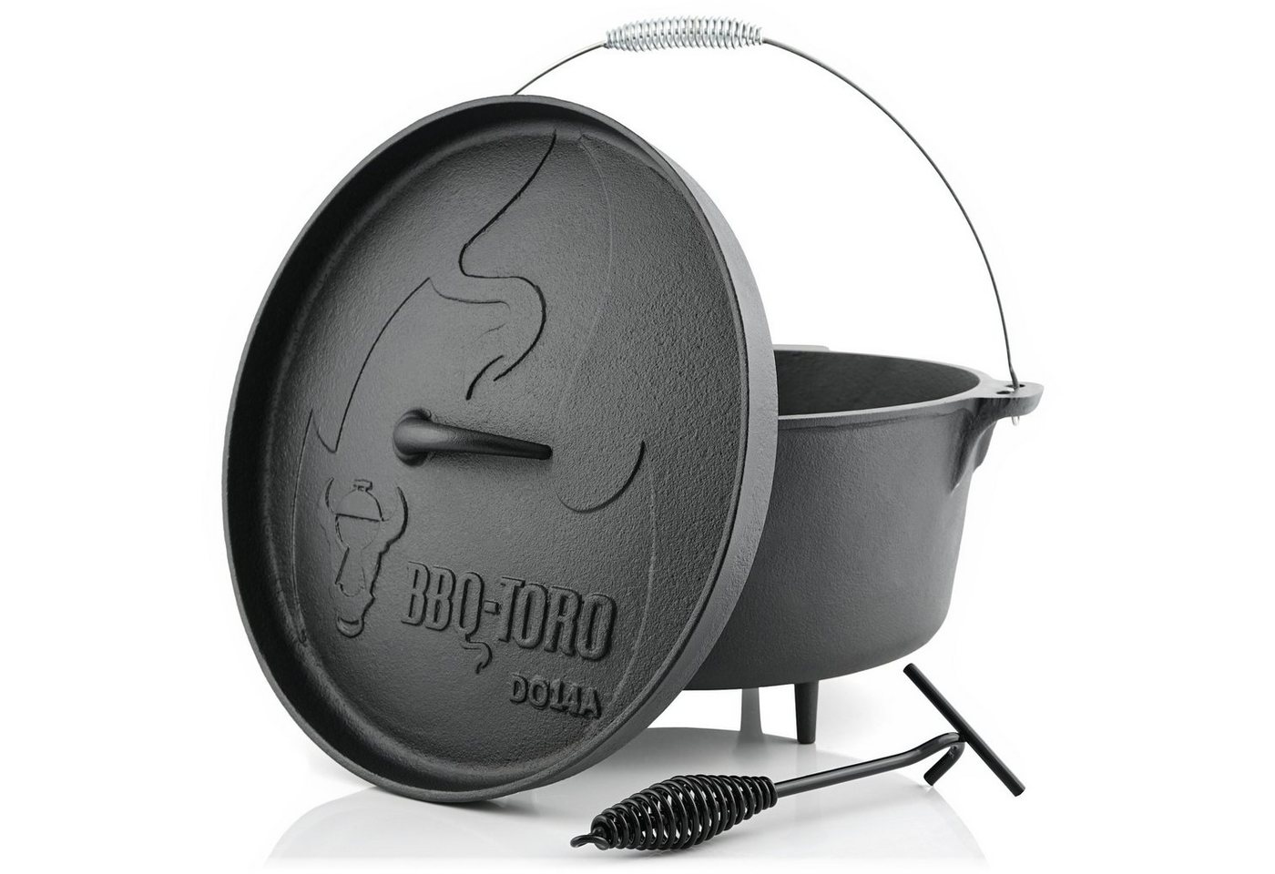 BBQ-Toro Grilltopf Dutch Oven DO14A, 13,3 L Alpha Gusseisen Kochtopf, Gusstopf, Gusseisen (3-tlg) von BBQ-Toro