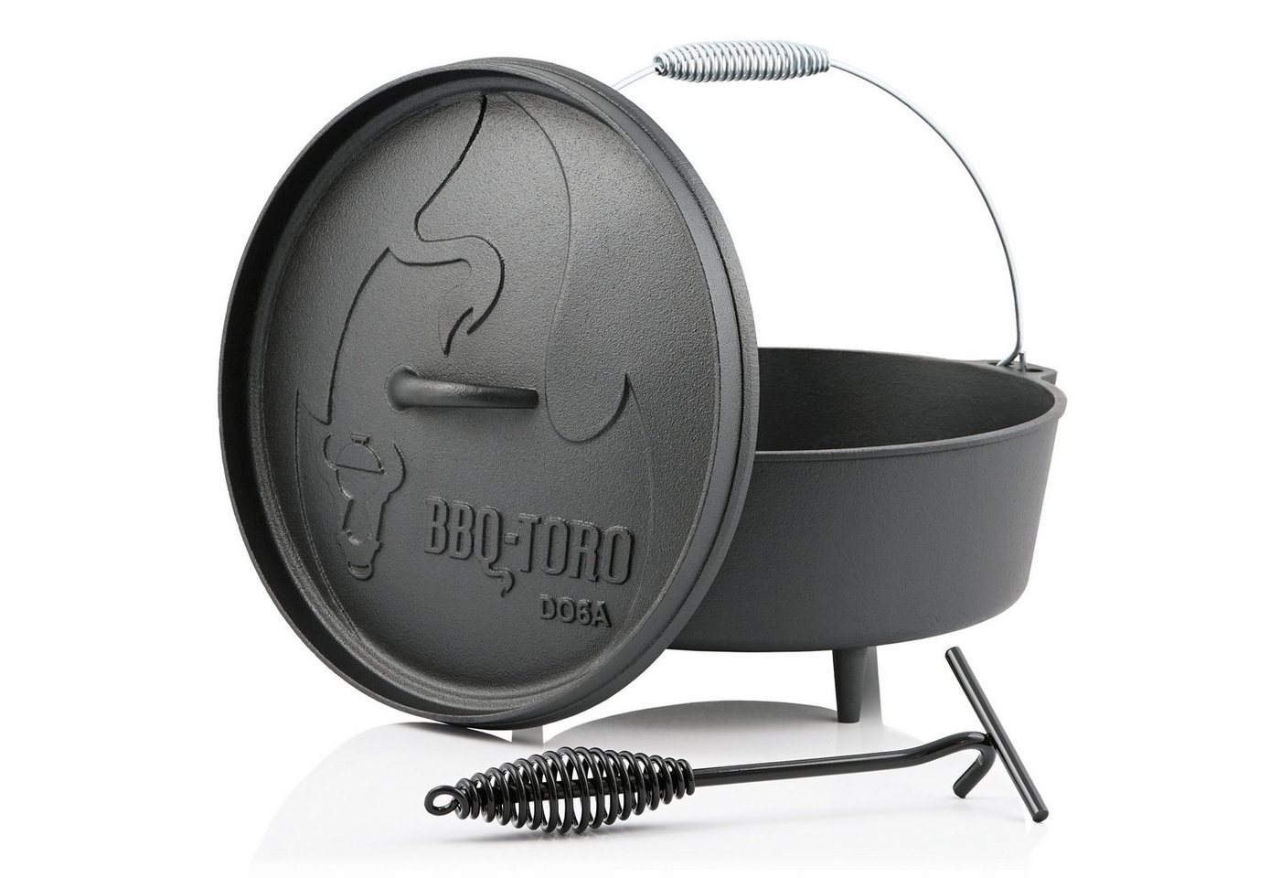 BBQ-Toro Grilltopf Dutch Oven DO6A, 5,5 L Alpha Gusseisen Kochtopf, Gusstopf, Gusseisen (3-tlg) von BBQ-Toro