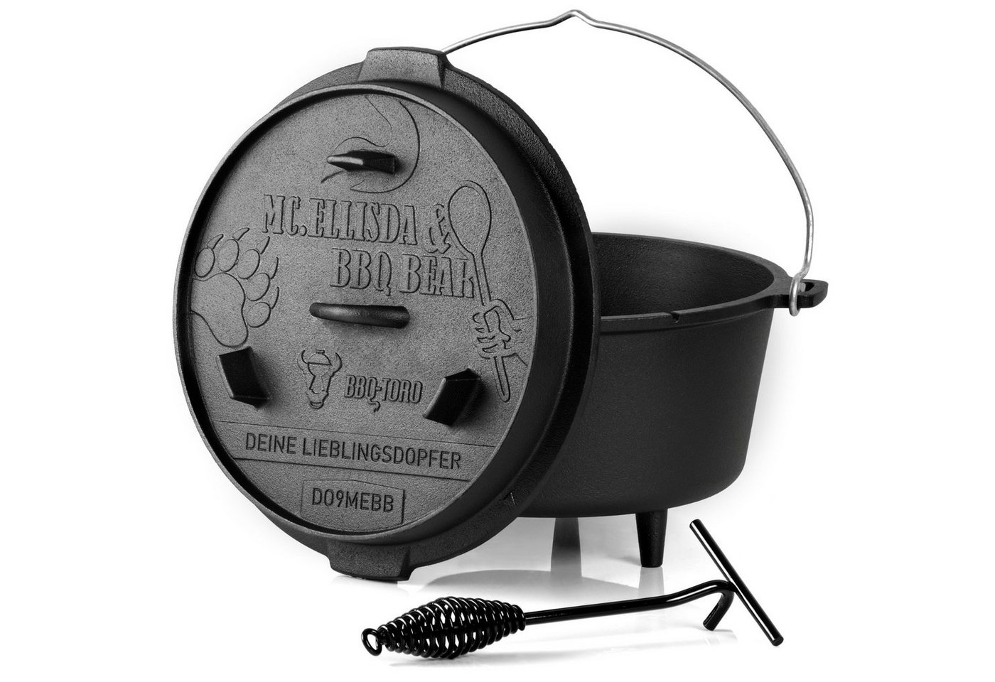 BBQ-Toro Grilltopf Dutch Oven Sonderedition Deine Lieblingsdopfer", Mc.Ellisda/BBQ Bear, Gusseisen (3-tlg), Sonderedition "Deine Lieblingsdopfer", Mc.Ellisda und BBQ Bear Dopf" von BBQ-Toro