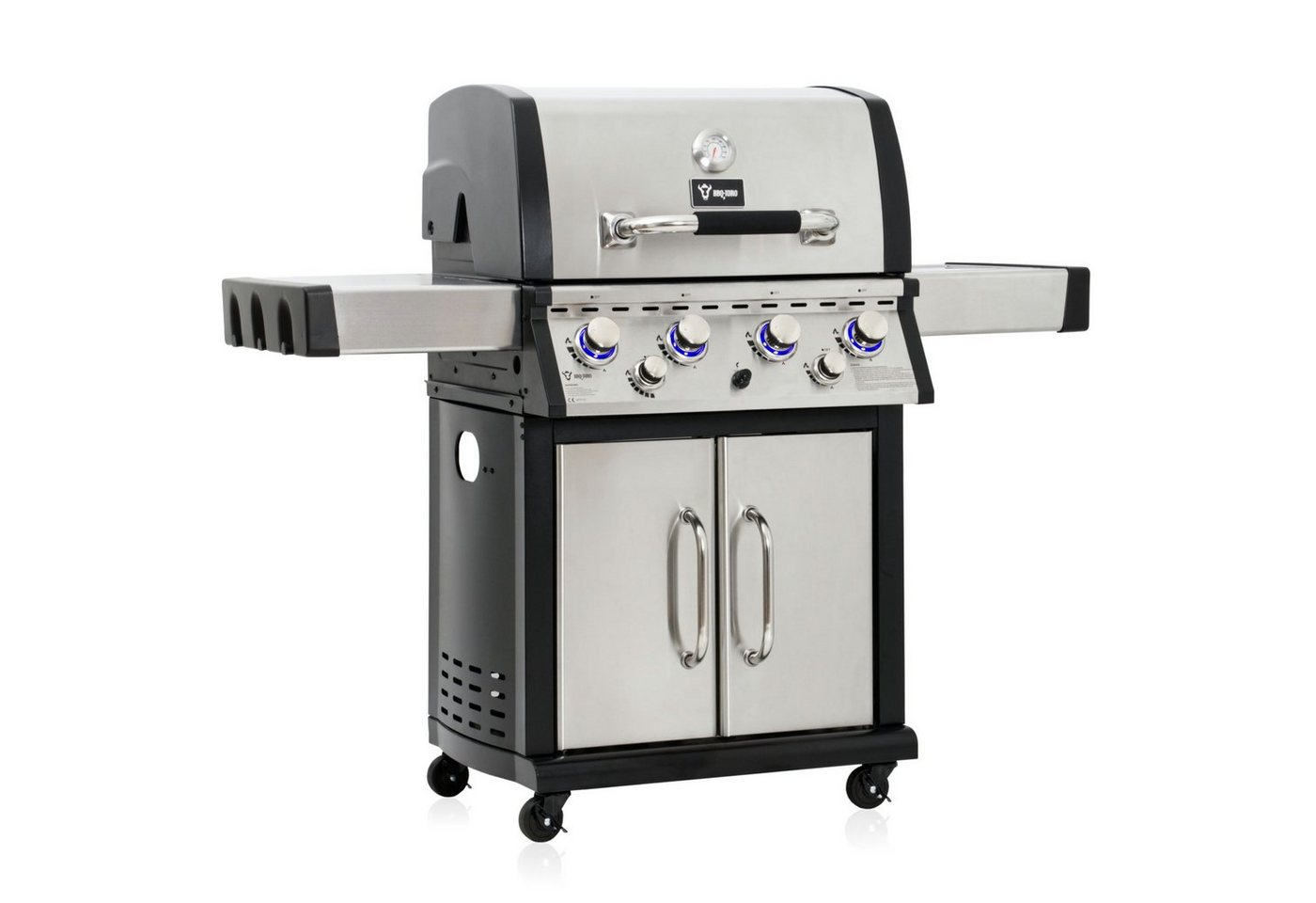 BBQ-Toro Gasgrill Premium Edelstahl Gasgrill - 4 Brenner + Seitenbrenner und Backburner von BBQ-Toro