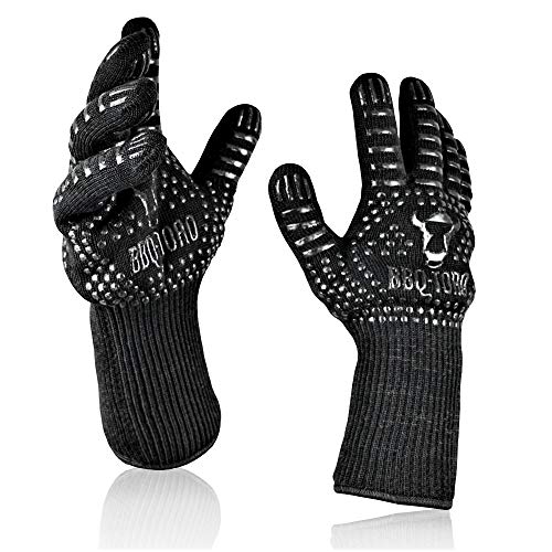 BBQ-Toro Grillhandschuhe (2 Stück) | hitzebeständig | Hitzefeste Ofenhandschuhe bis 800 °C | BBQ Grill Handschuh Set mit Anti-Rutsch Eigenschaft | Hitzeschutzhandschuh | Fireproof Gloves von BBQ-Toro