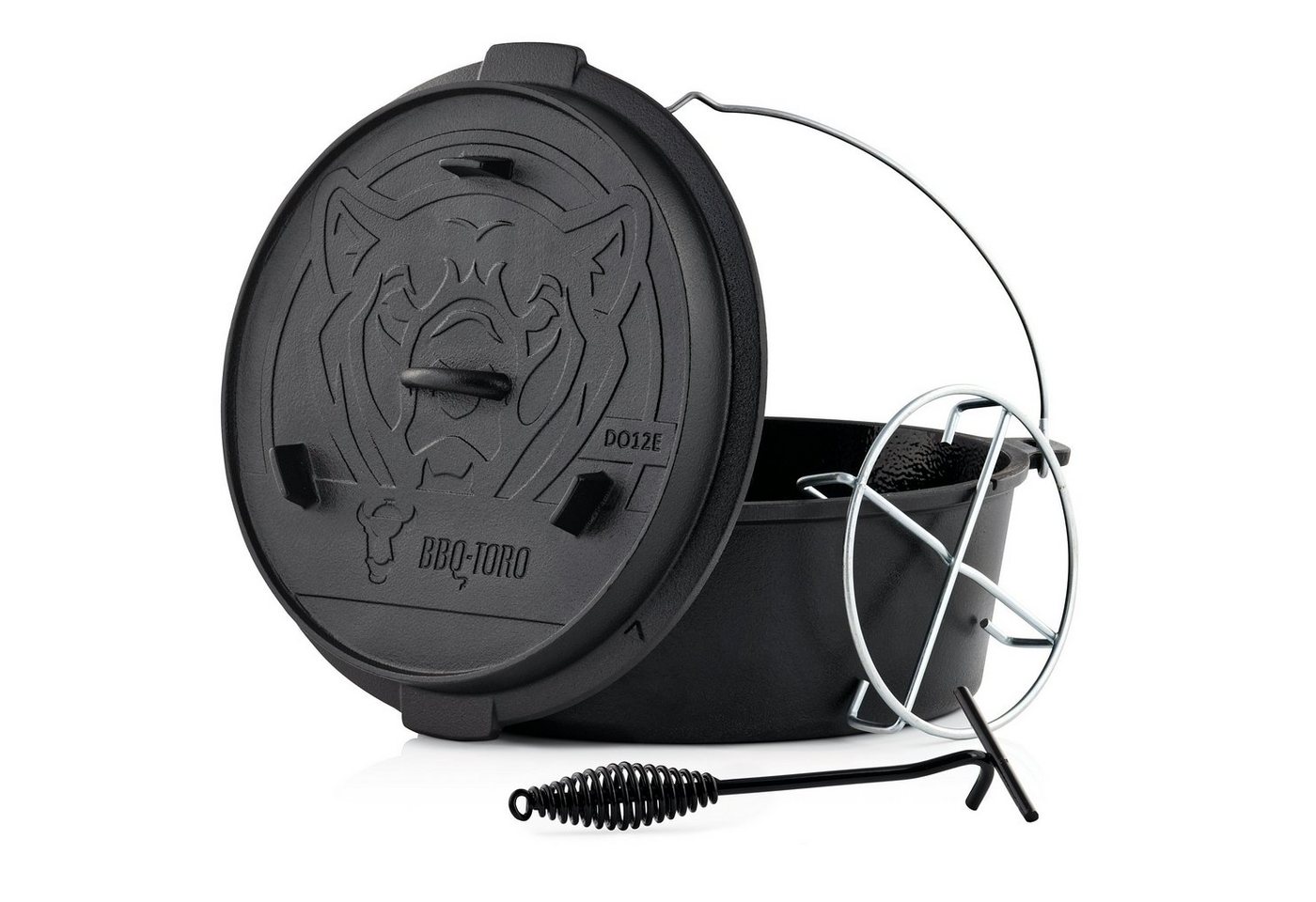 BBQ-Toro Grilltopf Dutch Oven DO12EX, 13,6 L Emaille Gusseisen Kochtopf, Gusstopf, Gusseisen (Emaille-Set) von BBQ-Toro