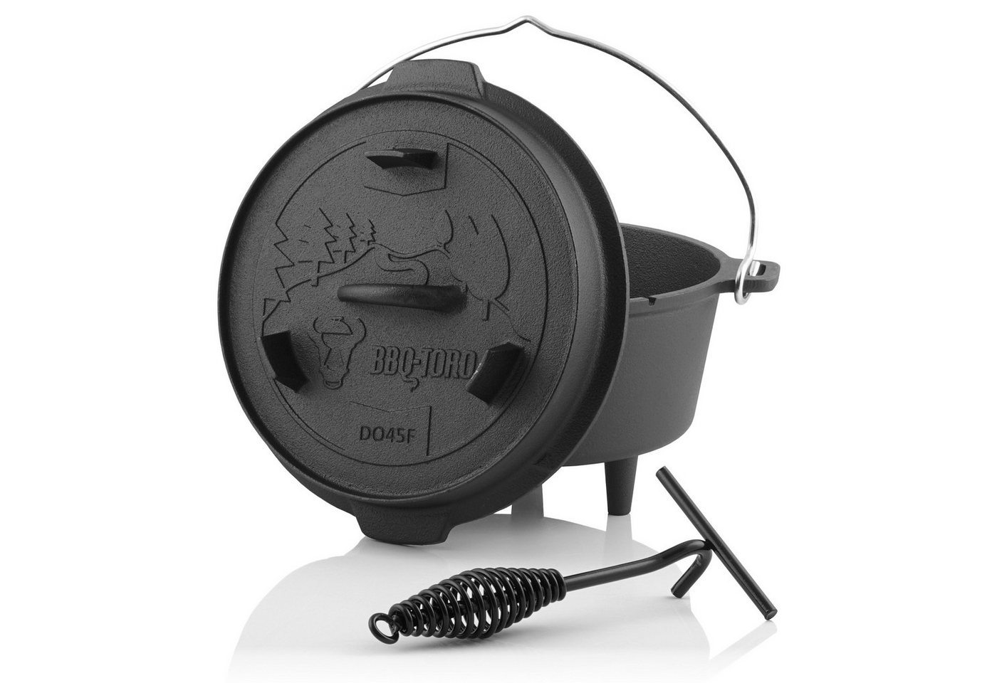 BBQ-Toro Grilltopf BBQ-Toro Dutch Oven DO45F, 4,2 L Forest Gusseisen Kochtopf, Gusstopf, Gusseisen, preseasoned von BBQ-Toro