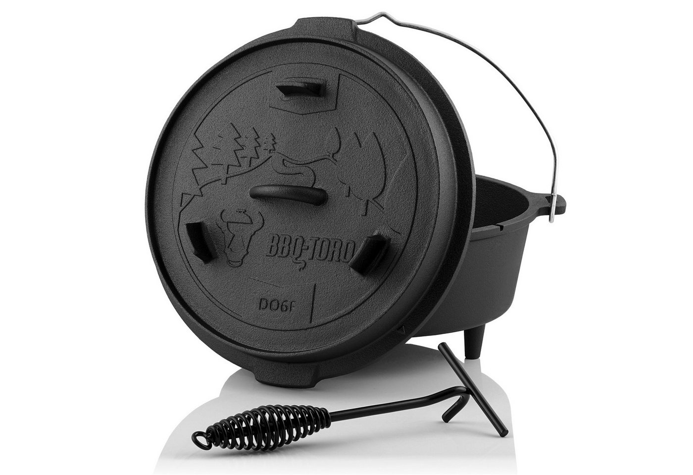 BBQ-Toro Grilltopf BBQ-Toro Dutch Oven DO6F, 7,3 L Forest Gusseisen Kochtopf, Gusstopf, Gusseisen, preseasoned von BBQ-Toro