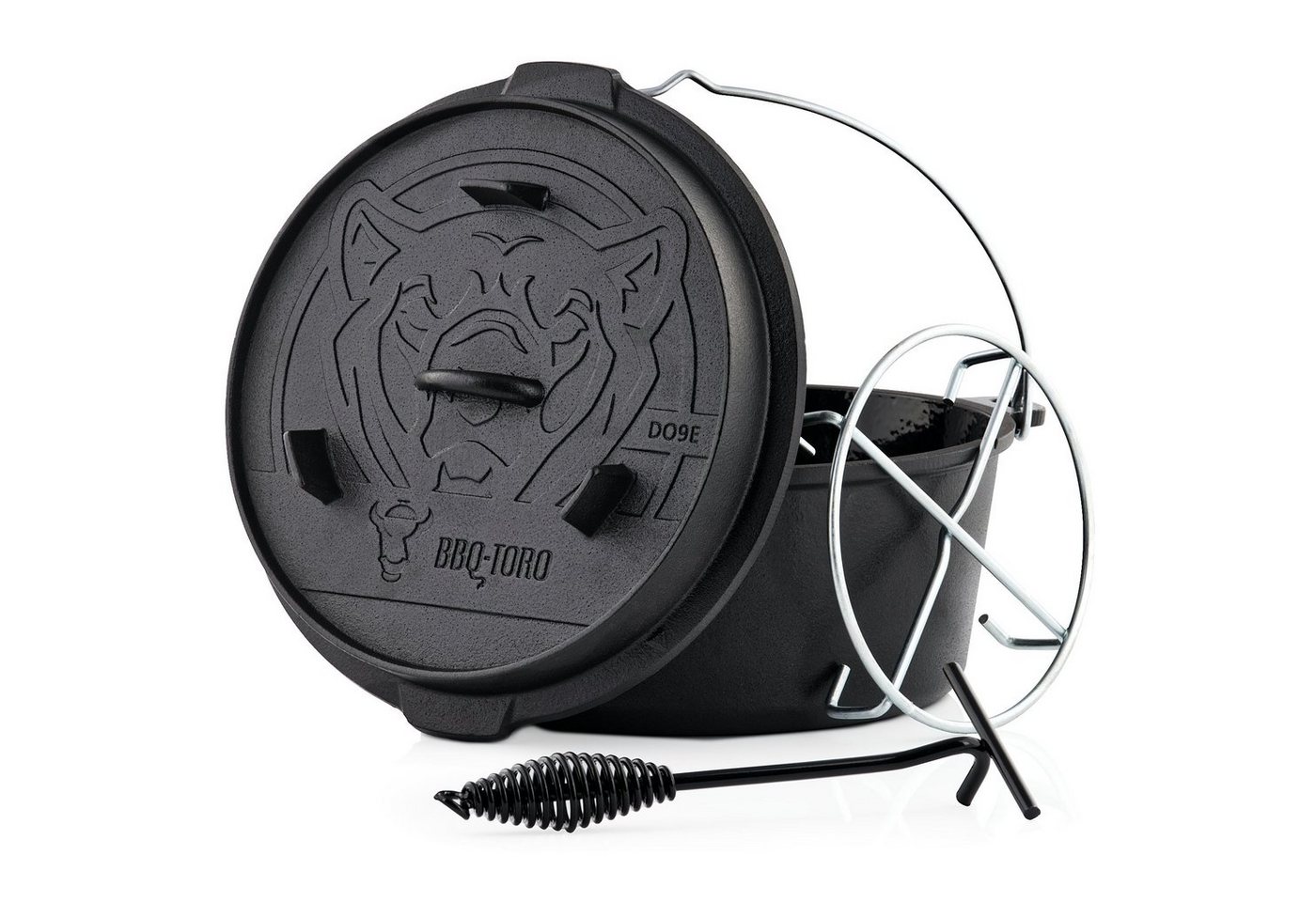 BBQ-Toro Grilltopf Dutch Oven DO9EX, 9,0 L Emaille Gusseisen Kochtopf, Gusstopf, Gusseisen (Emaille-Set) von BBQ-Toro