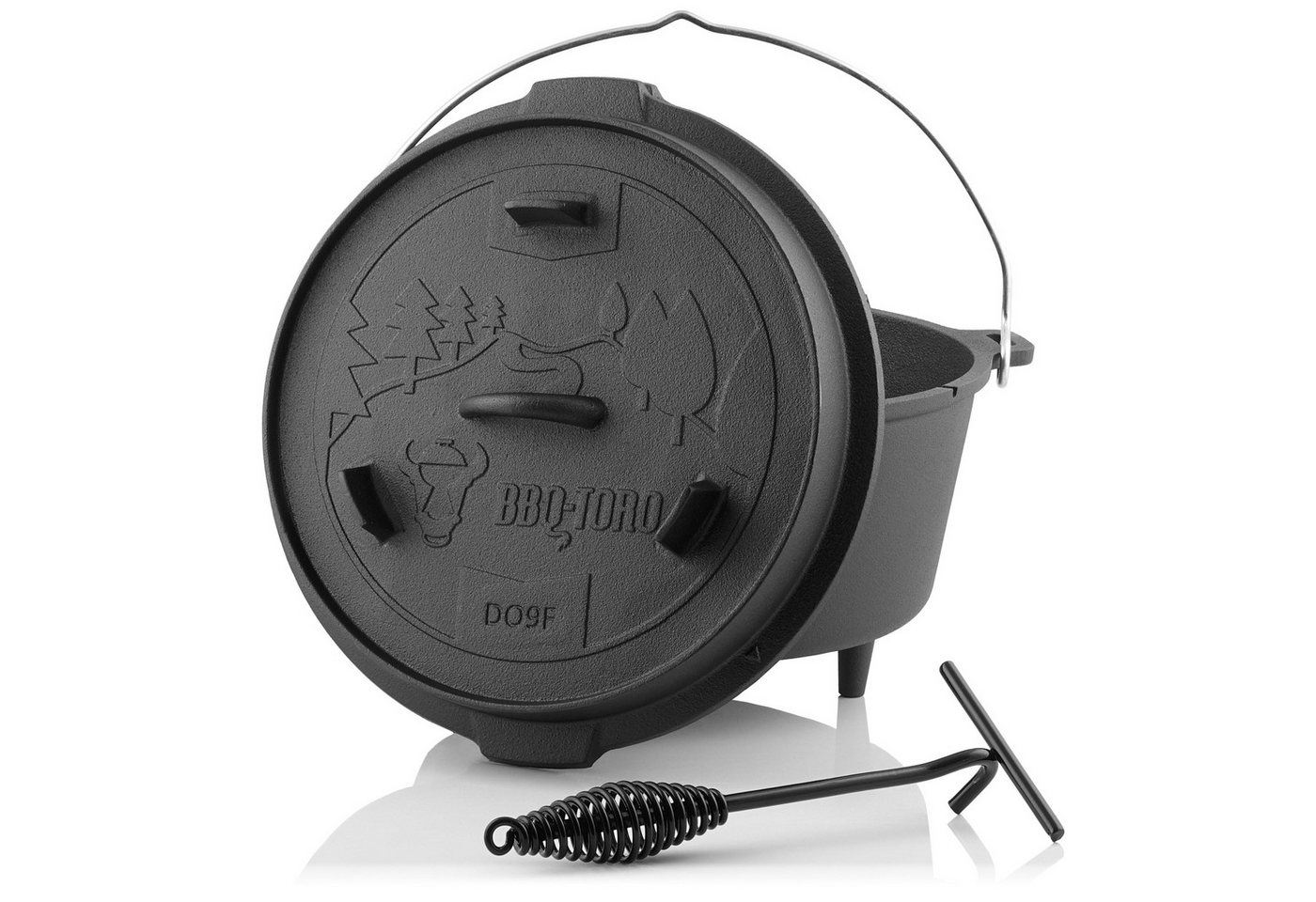 BBQ-Toro Grilltopf BBQ-Toro Dutch Oven DO9F, 9,0 L Forest Gusseisen Kochtopf, Gusstopf, Gusseisen von BBQ-Toro